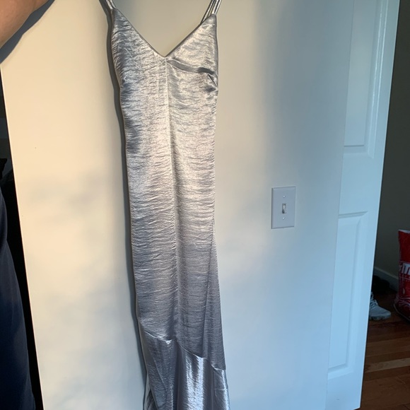 Silver Satin Maxi Dress - Picture 4 of 6